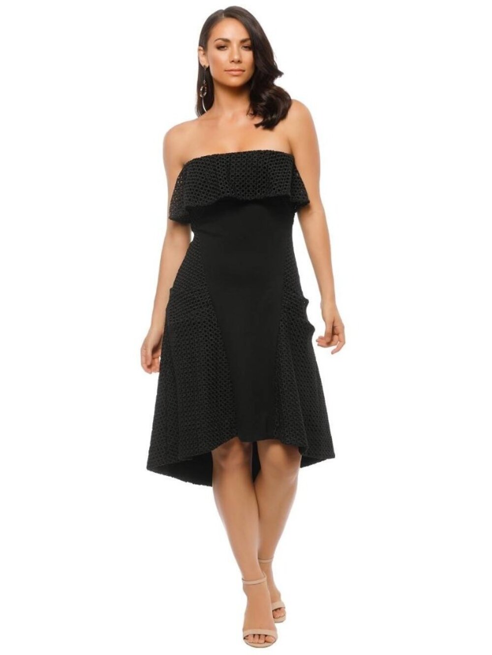 NWT Elliatt Bella sz S Strapless Midi Dress Black tie cocktail dinner evening
